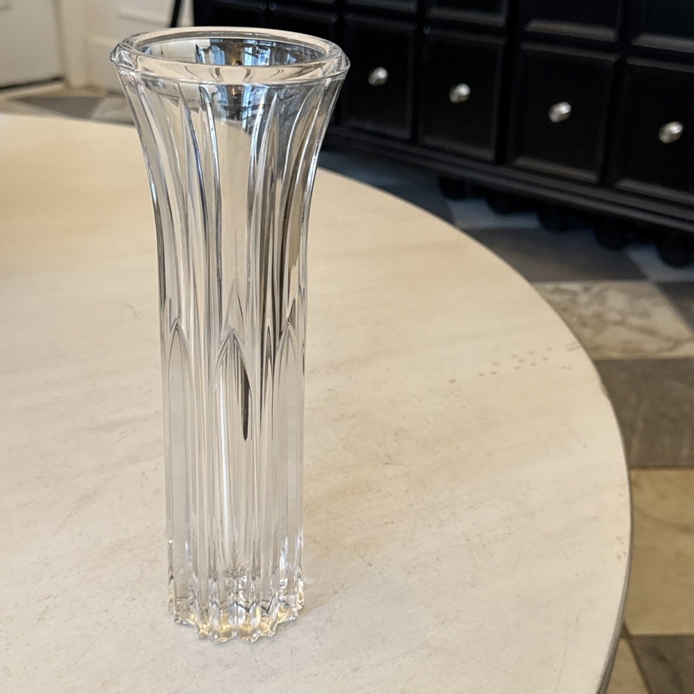 Mikasa Tall Crystal Flower Vase - Flared Neck - 9 7/8 inches